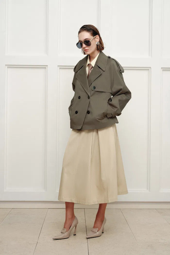 Beatrice Short Trench Coat in Cotton Twill | Fabrique