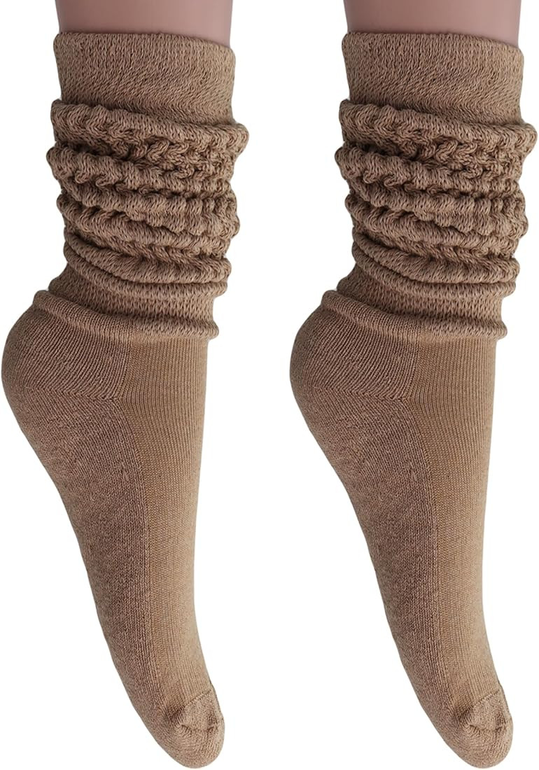 AWS/American Made Slouch Socks Women and Men Extra Tall Heavy Cotton Socks Size 9 to 11 | Amazon (US)