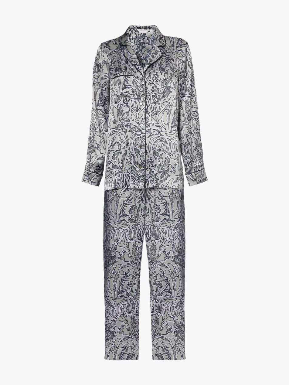 Brindisi botanic-pattern silk-satin pyjama set | Selfridges