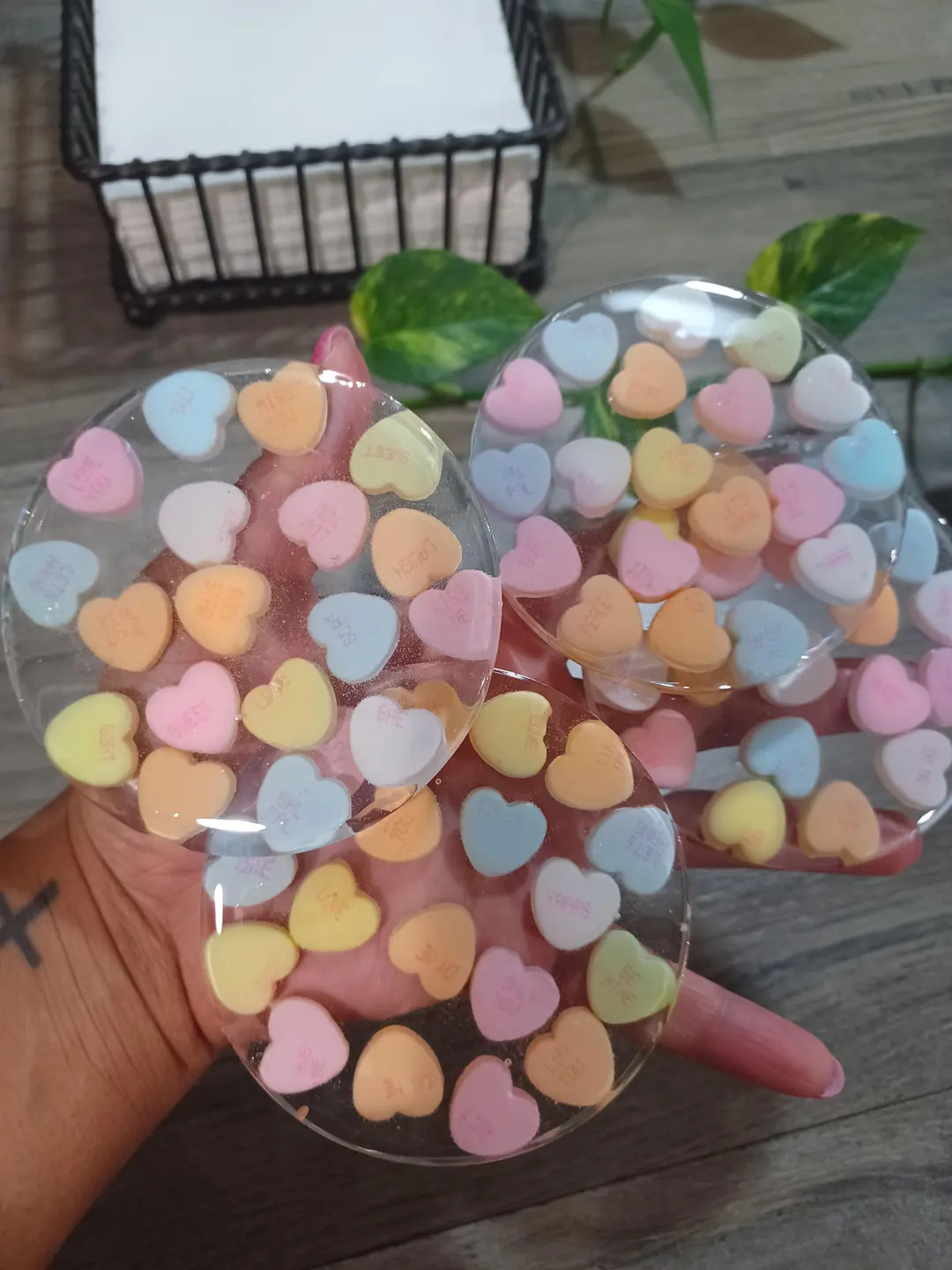 Valentine's Day Round Resin Coaster Decorated With Real Candy Hearts - Etsy | Etsy (US)