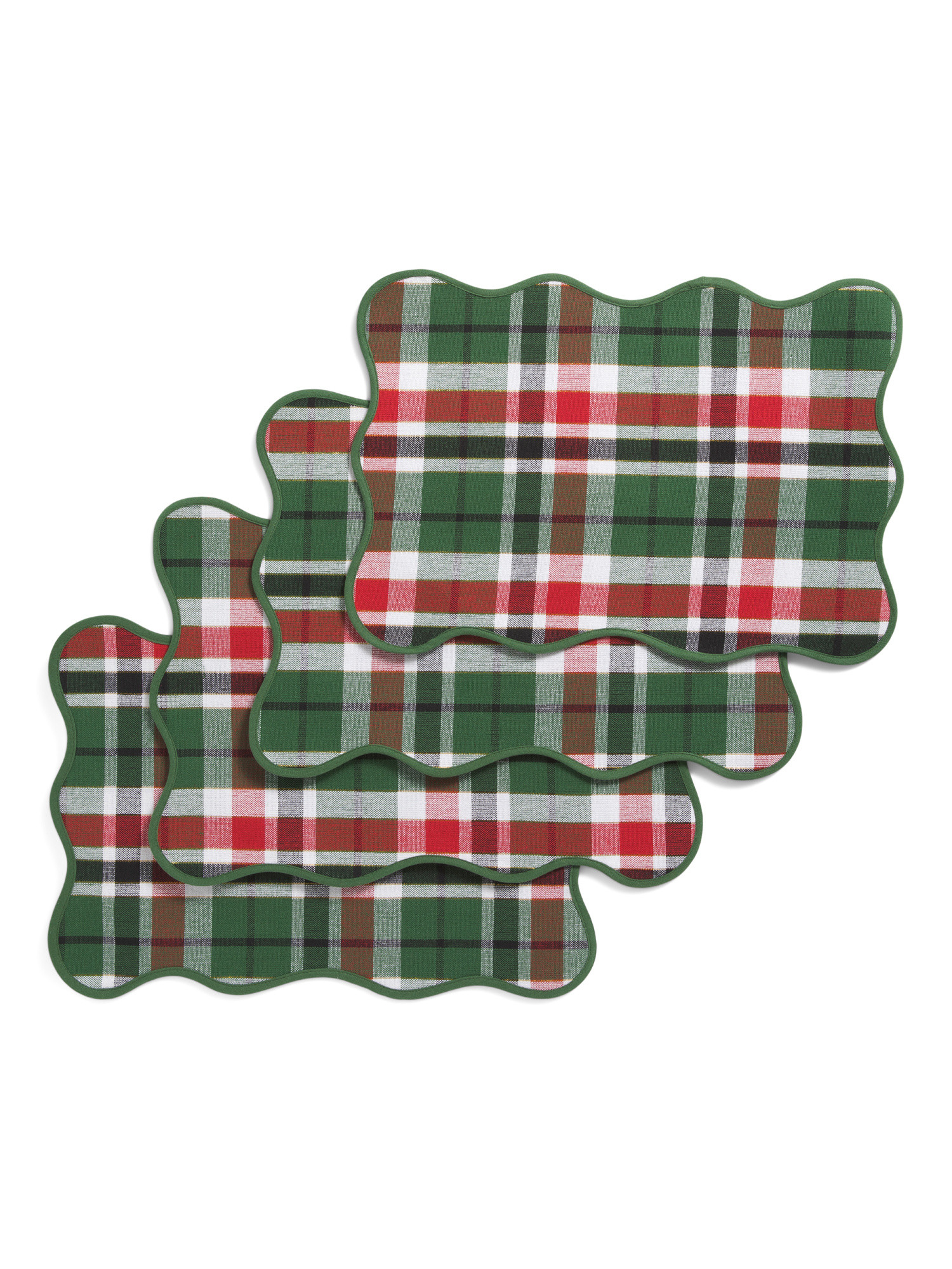 Set Of 4 Scalloped Plaid Placemats | Entertaining | Marshalls | Marshalls