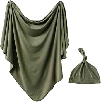 iEvolve Cotton Knitted Baby Swaddle Blanket with Hat Headband Set Newborn Swaddle Wrap Receiving ... | Amazon (CA)