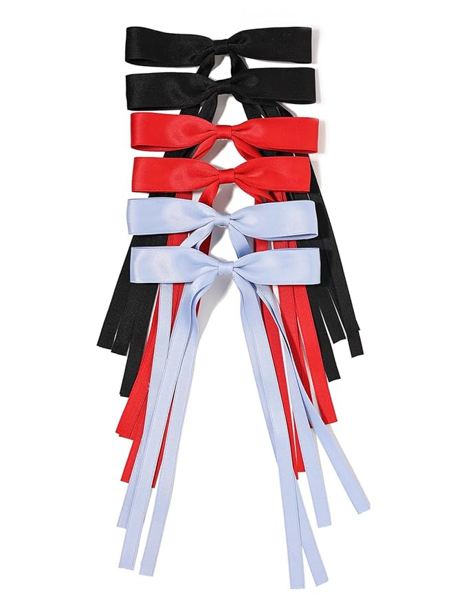 LFOUVRE Bow Hair Clips for Women, Ribbon Hair Bows for Women, 6pcs Tassel Hair Bow Clips, Claw Ha... | Amazon (US)