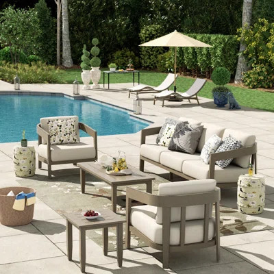 Harmonti Patio 5 Pieces Aluminum Conversation Set With Cushions | Wayfair North America