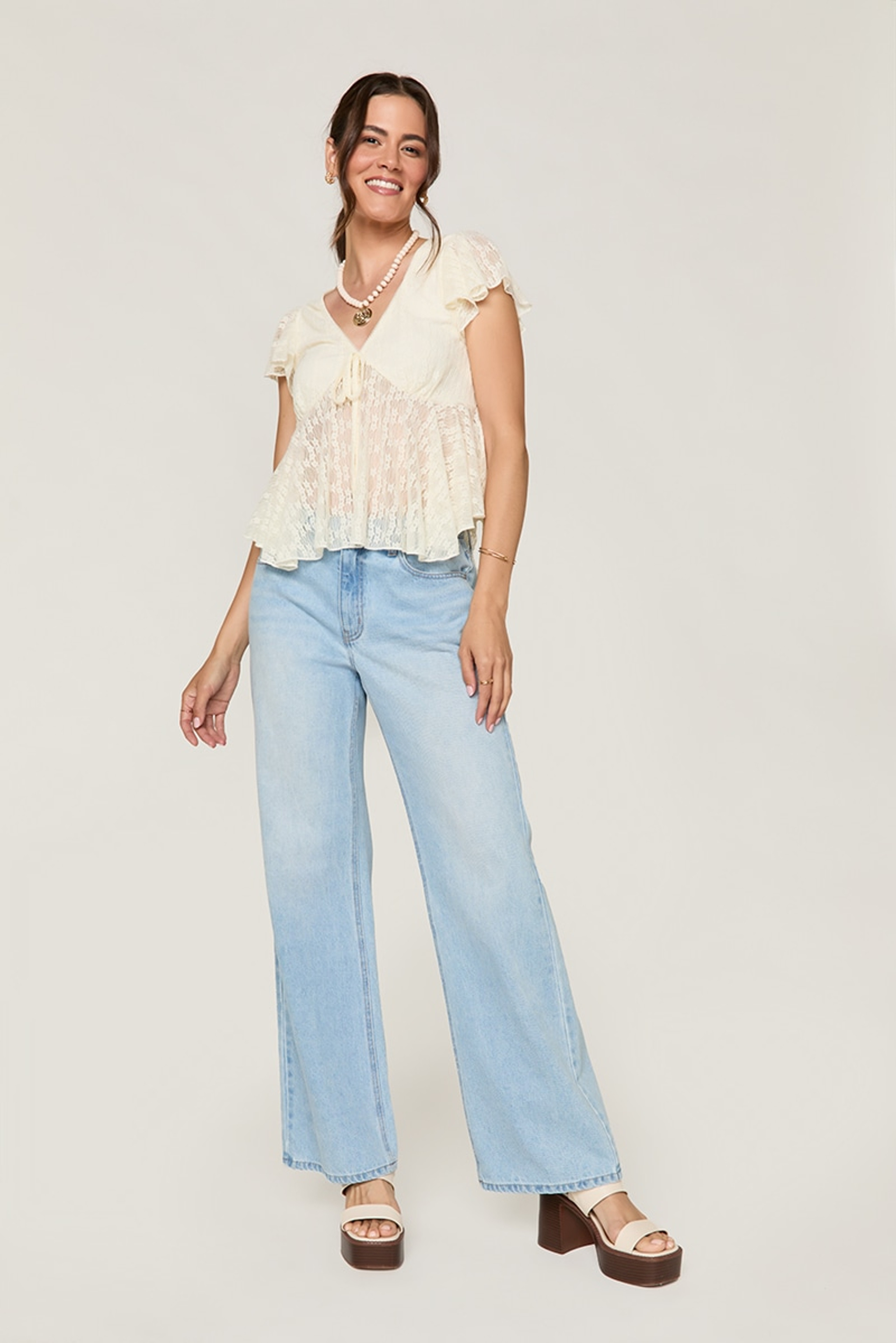 Angie Flutter Sleeve Blouse | Francesca's