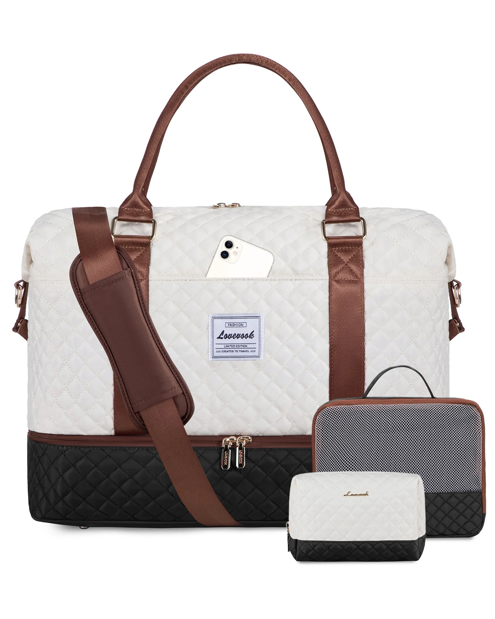 Lovevook Travel Duffle Bag, Large Weekender Overnight Bag with Toiletry Bag Shoe Compartment, Car... | Walmart (US)