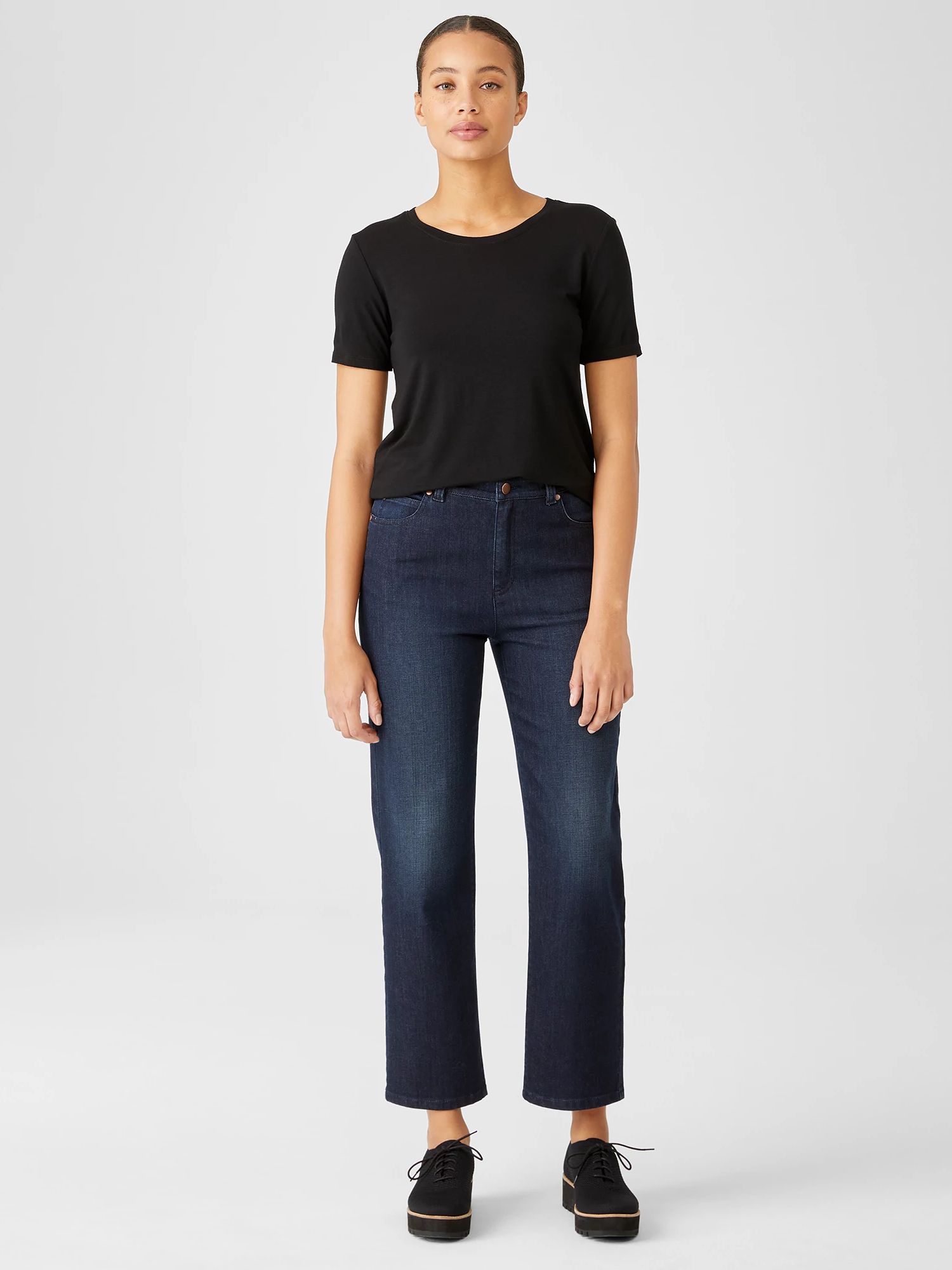 Organic Cotton Stretch Straight Ankle Jean | Eileen Fisher