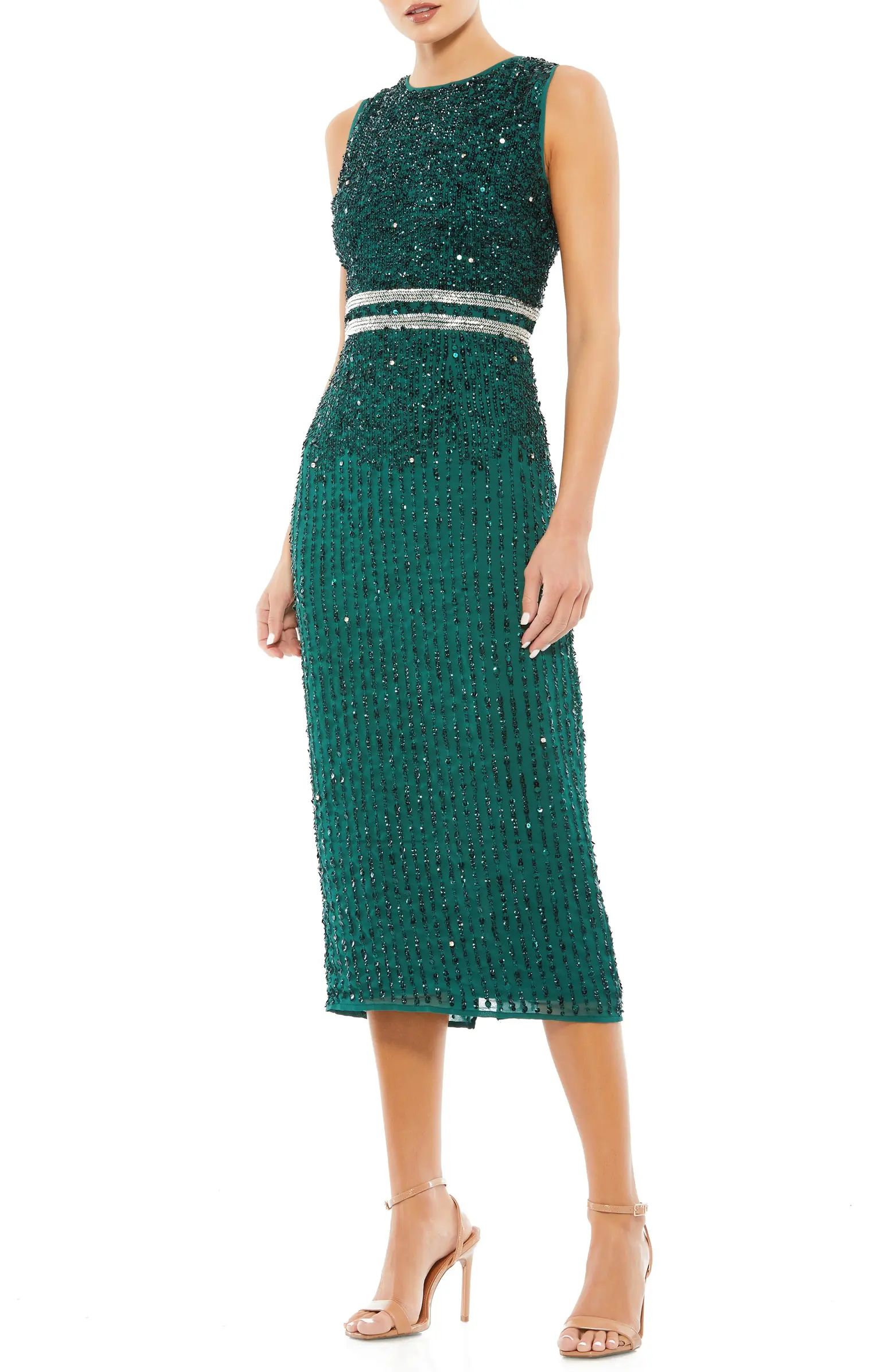 Vertical Sequin Midi Sheath Dress | Nordstrom