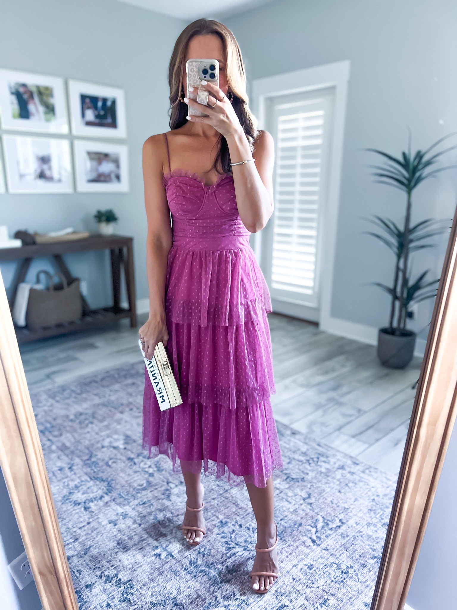 Fall wedding guest dress. Bustier midi dress (love the burgundy, too!) Wearing XS. Rehearsal dinner dress. Date night dress. Amazon rug. Target gold picture frames. Target mirror. 

#LTKshoecrush #LTKunder100 #LTKwedding