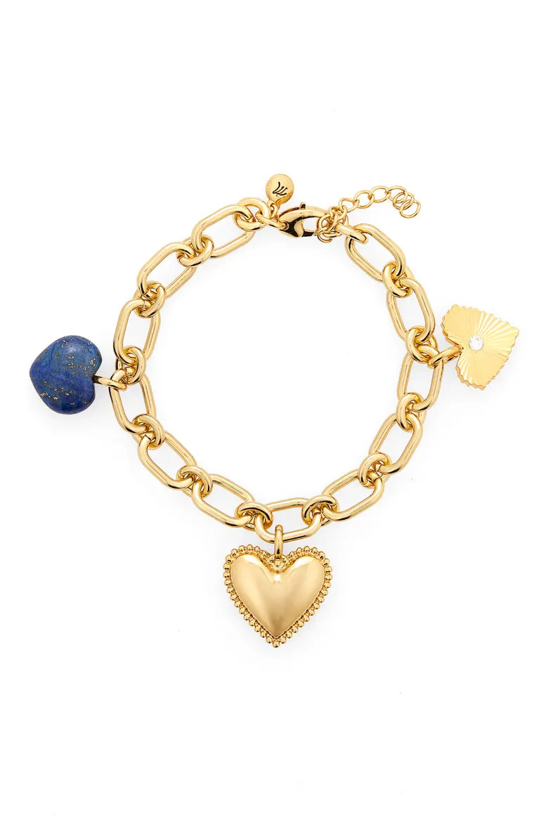 Engine Turned Lapis Heart Charm Bracelet (Women) | Nordstrom | Nordstrom
