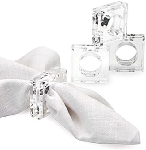 Huang Acrylic Set of 4 Square Beveled Napkin Rings (clear) for table settings, decor, entertainme... | Amazon (US)