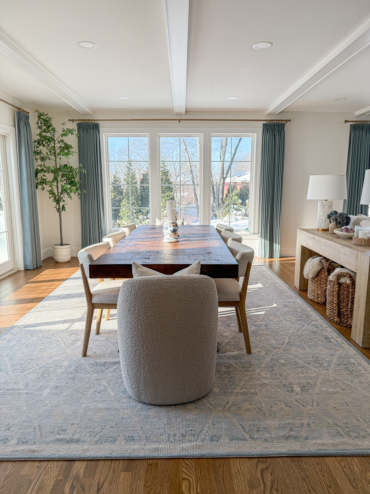 The way these curtains and rug tie together is just perfection! Curtain color is smoke blue!

#LTKHome
