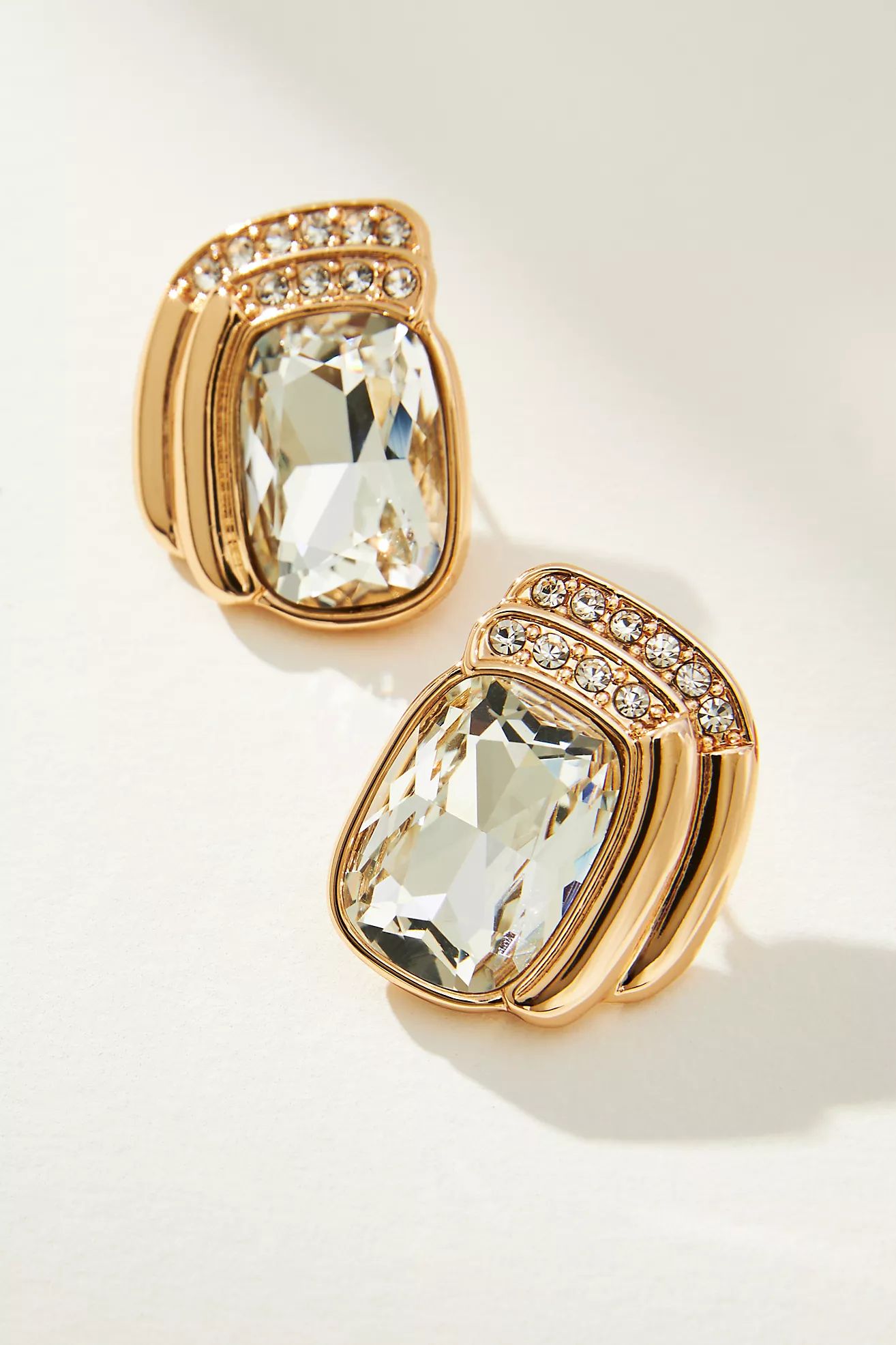 The Restored Vintage Collection: Ribbed Crystal Post Earrings | Anthropologie (US)