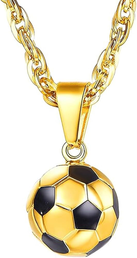 U7 Soccer Necklace for Men Football Baseball Basketball Stainless Steel Chain in Gold Silver Blac... | Amazon (US)