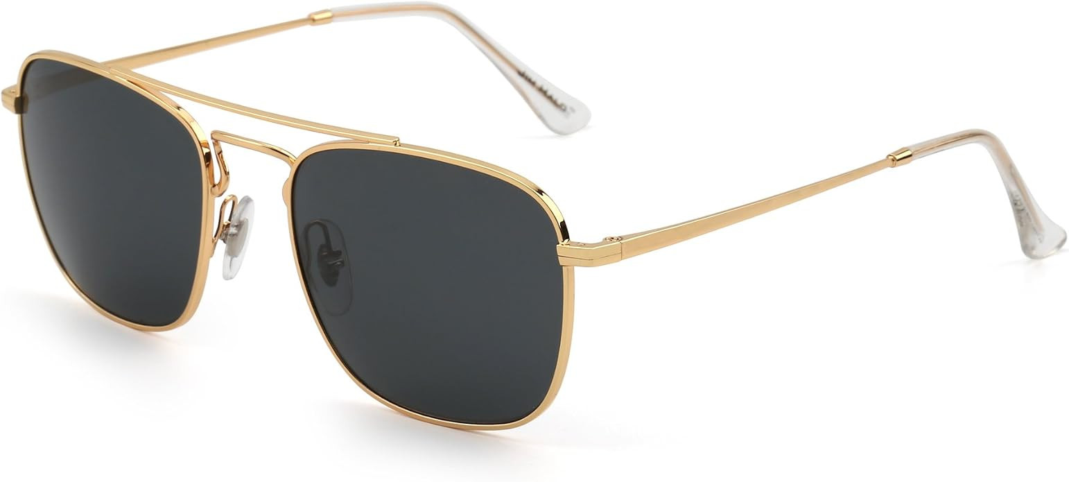 JIM HALO Retro Square Aviator Sunglasses Premium Glass Lens Men Women | Flat Metal Eyewear, Drivi... | Amazon (CA)