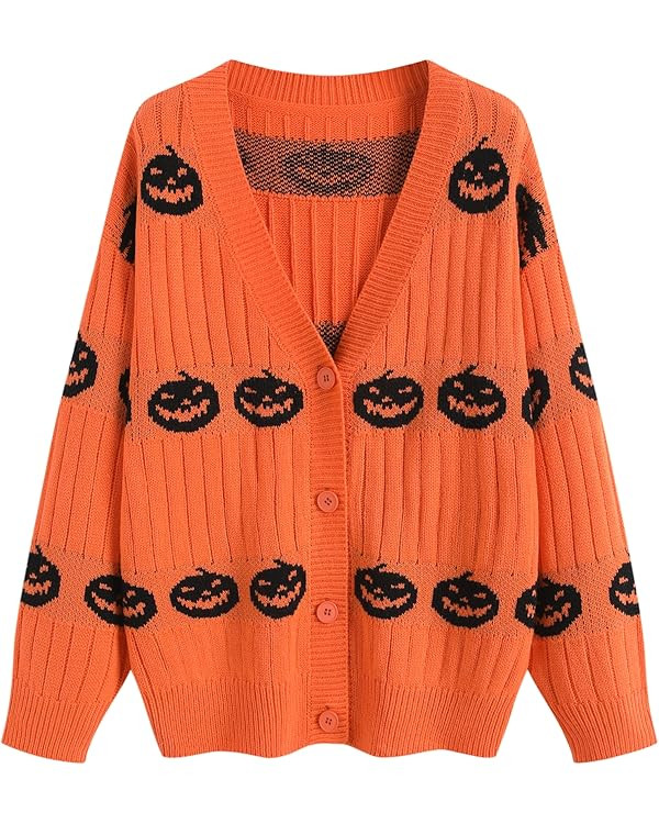 ZAFUL Women's Striped Cardigan Long Sleeve Button Up Open Front Knit Oversized Sweater | Amazon (US)