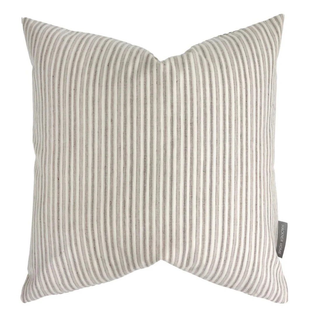 Linen Stripes Coffee Striped Pillow Cover Decorative Pillow - Etsy | Etsy (US)