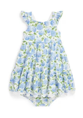 Ralph Lauren Childrenswear Baby Girls Floral Cotton Mesh Dress & Bloomer | Belk