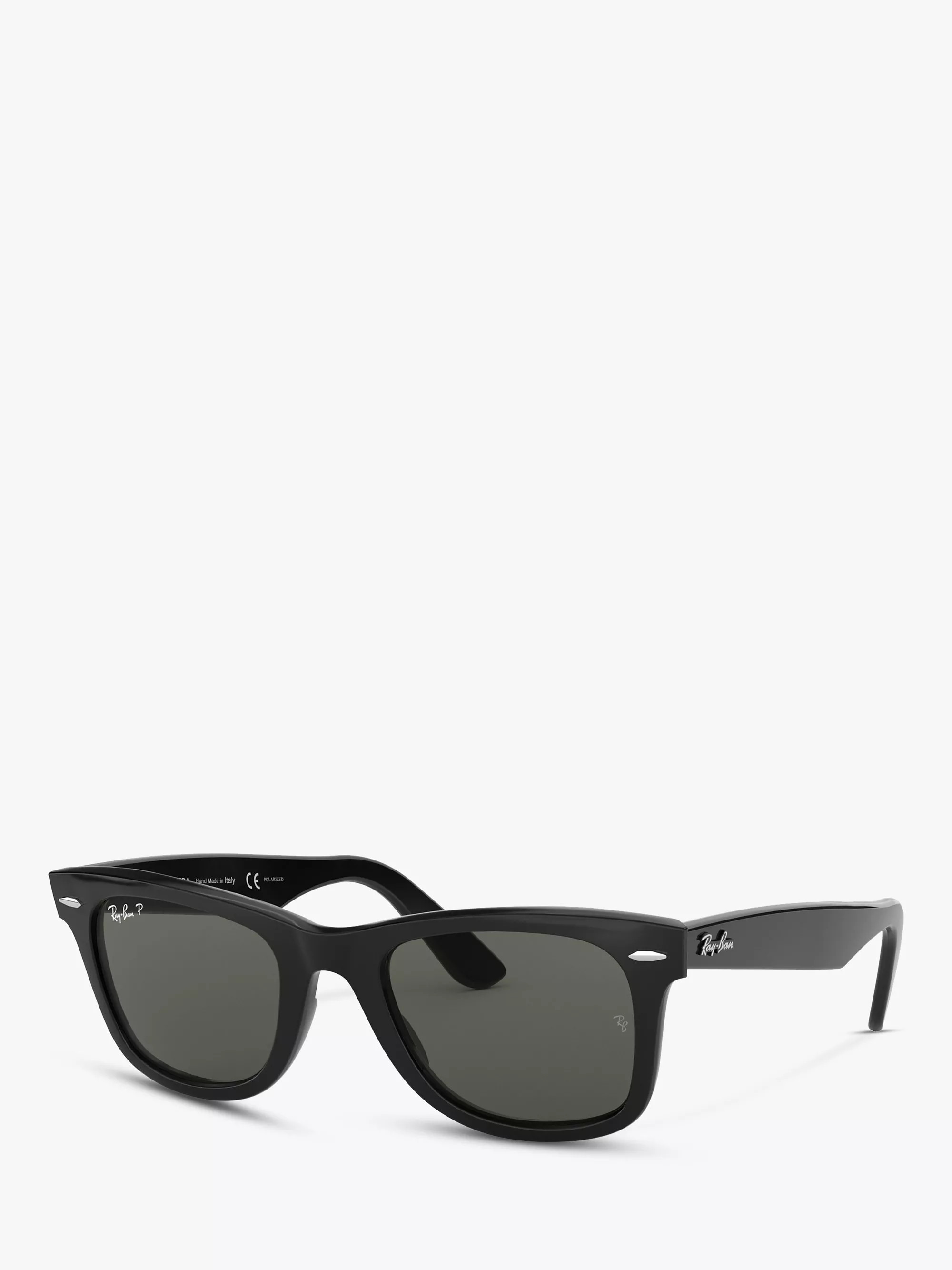 RB2140 Polarised Wayfarer Sunglasses, Black | John Lewis (UK)