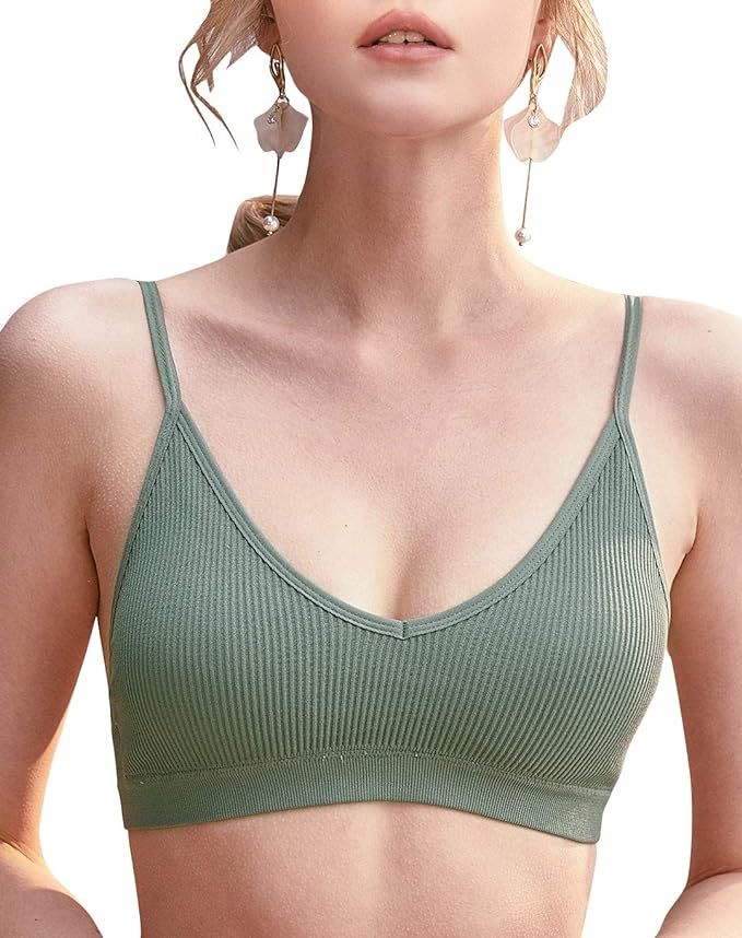 GORRENNO Bralettes for Women Wirefree Bras Camisole Sports Bralette with Removable Padded Backles... | Amazon (US)
