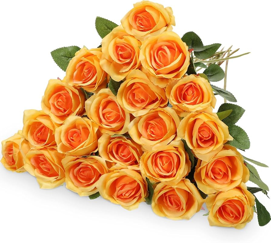 Hotop 20 Pcs Artificial Rose Flowers with Long Stem,Real Touch Silk Realistic Plastic Bouquet Ros... | Amazon (US)