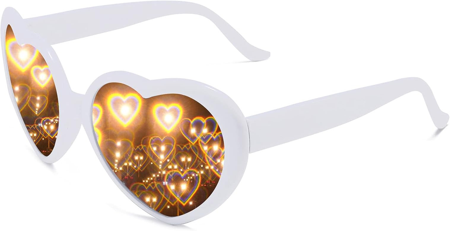 Dollger Heart Sunglasses Heart Effect Diffraction Glasses Festival Accessories Party Rave Lights ... | Amazon (US)