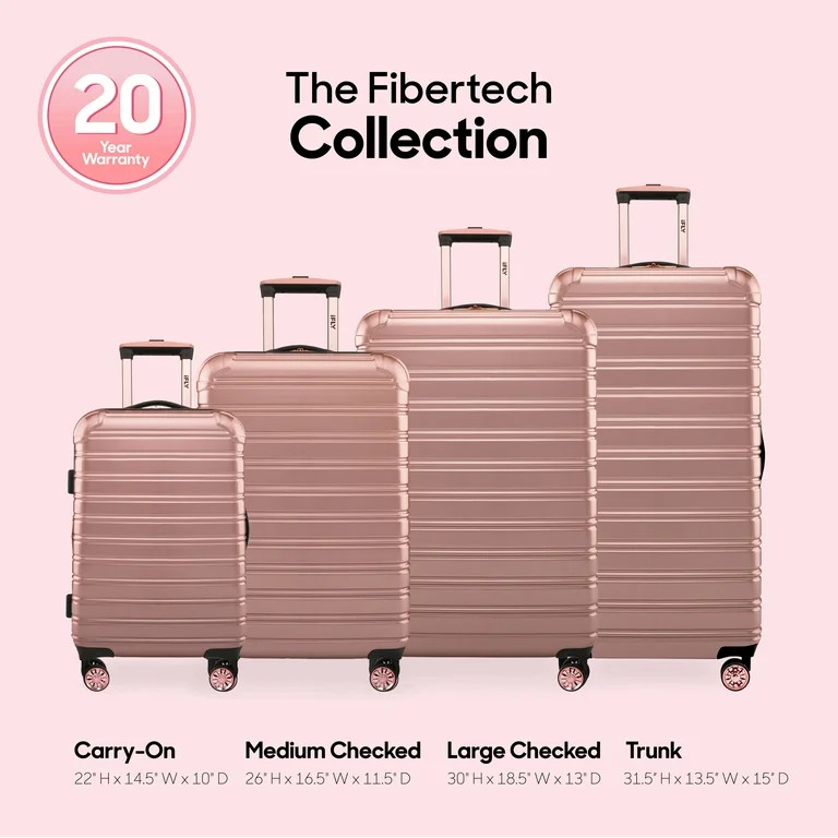 iFLY Fibertech 2-Piece Hardside Luggage Set – 20" Carry-On & 28" Checked Suitcase, Rose Gold | Walmart (US)