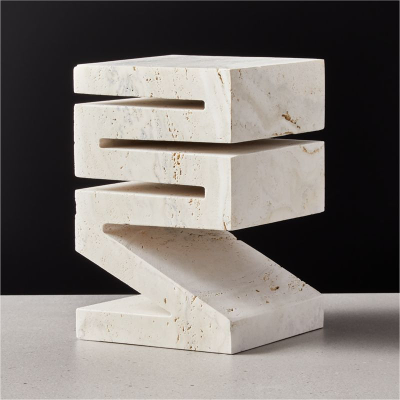 Unfold Travertine Sculpture + Reviews | CB2 | CB2