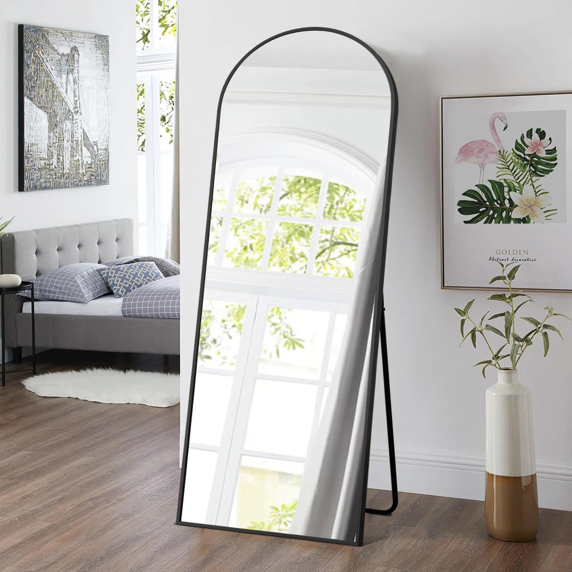 Dovelina 32-in W x 71.0-in H Arch Black Framed Full Length Wall Mirror | LS-S271-1 | Lowe's