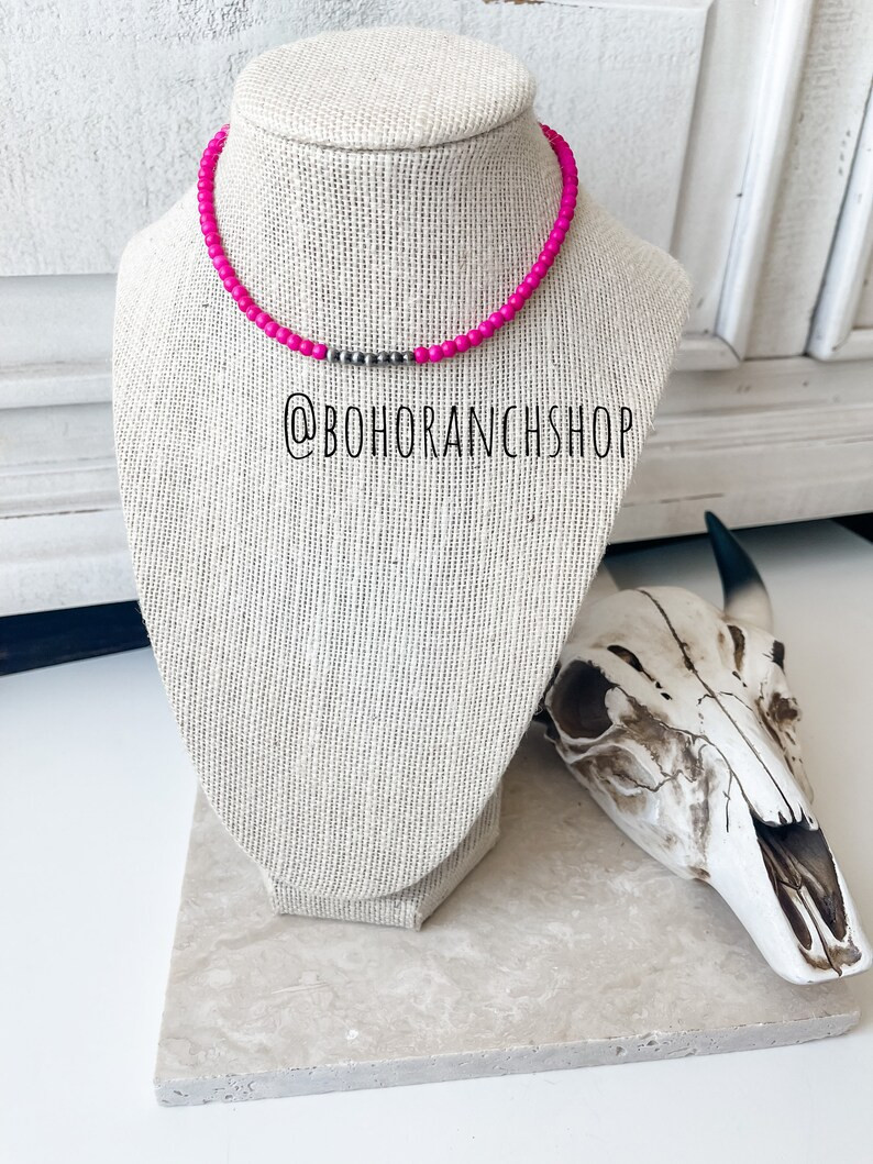 Navajo Bead Choker necklace | white turquoise fuschia  | accessories | jewelry | FREE SHIPPING | Etsy (US)