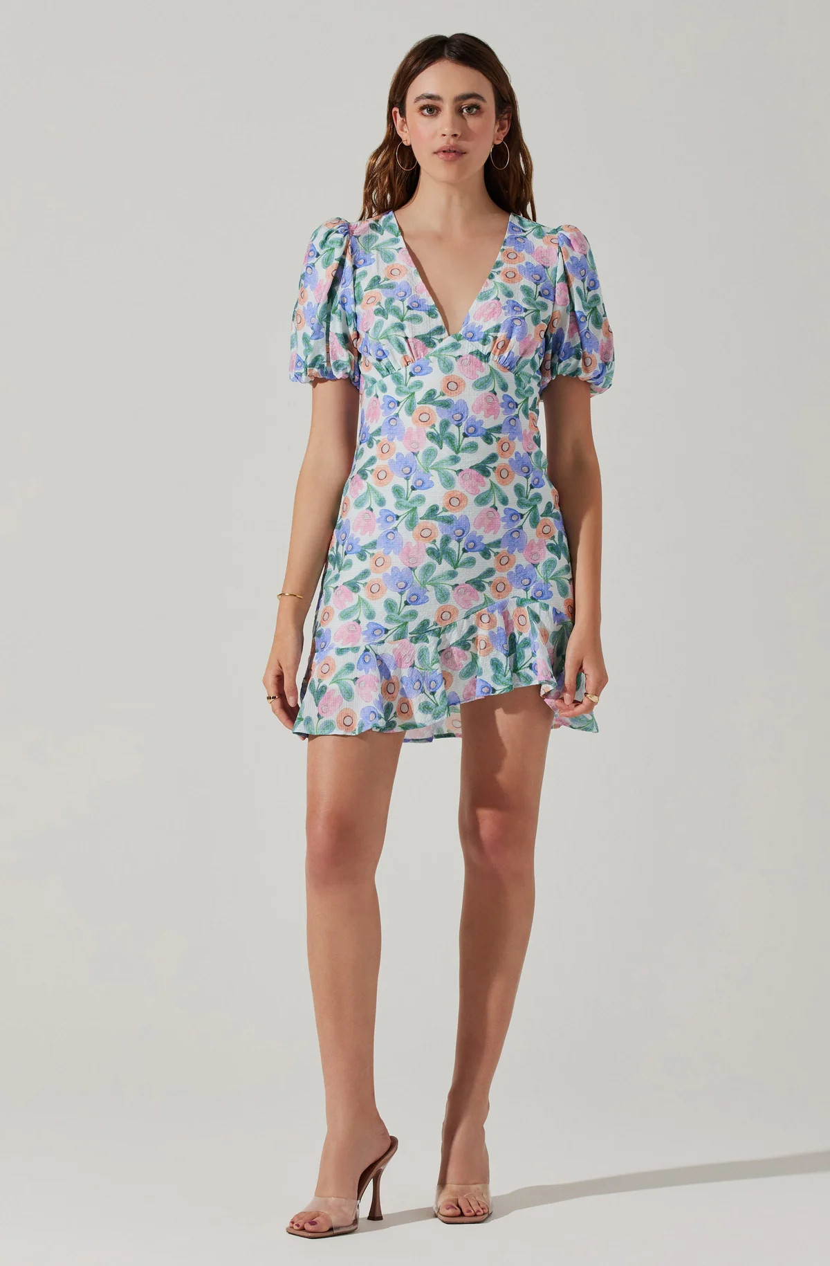 Flutter Sleeve Cutout Floral Mini Dress | ASTR The Label (US)