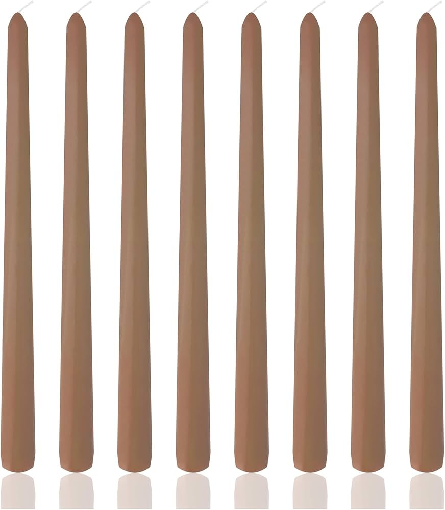8 Pack 10 Inch Brown Taper Candles for Dinner Home Decor Wedding Shower | Amazon (US)