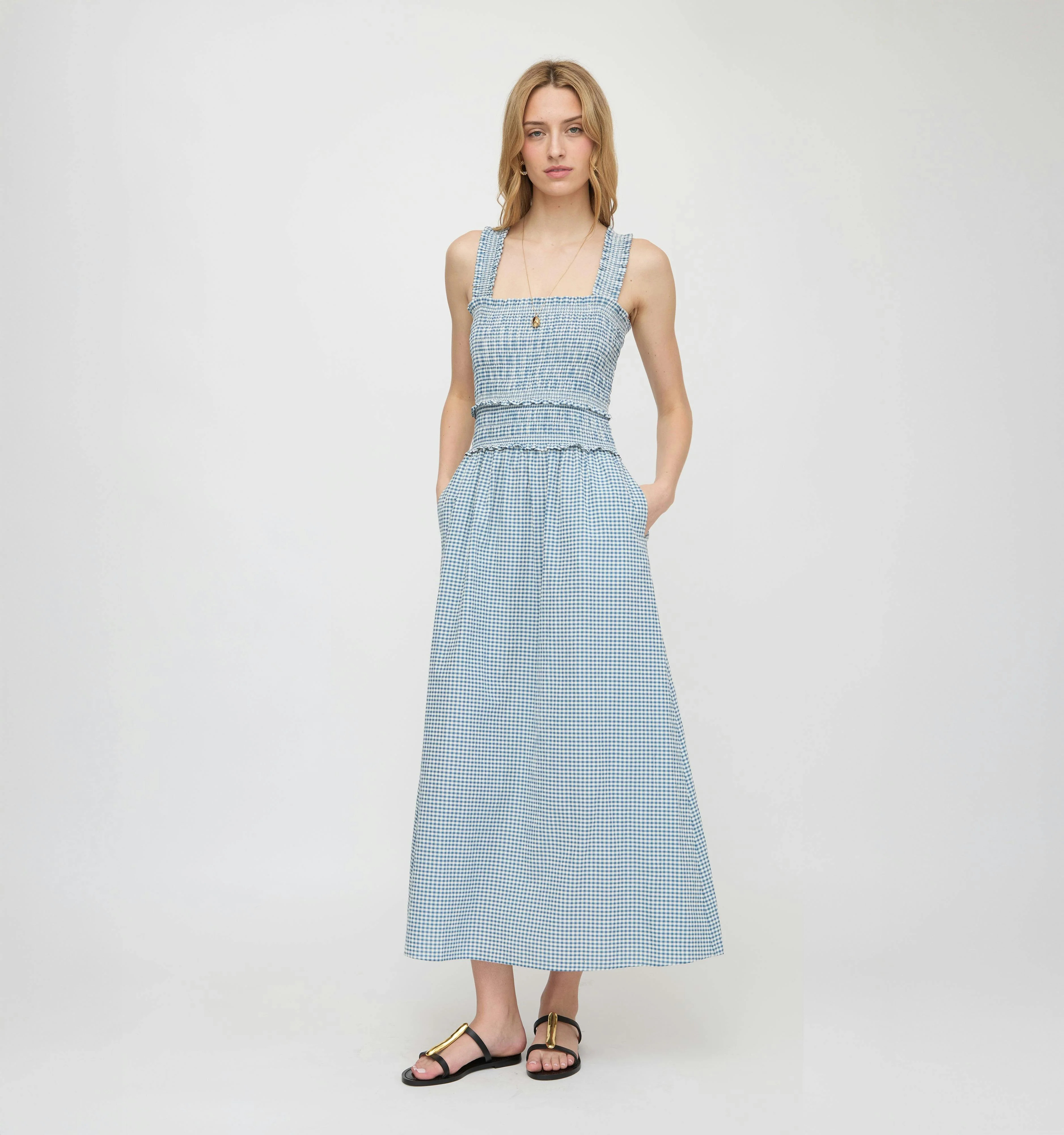The Azalea Maxi Nap Dress - Lagoon Gingham | Maisonette