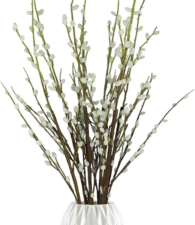 Rinlong 8pcs Artificial Pussy Willow Branches for Vase Fake Willow Stems 37" Birch Branch for Hom... | Amazon (US)