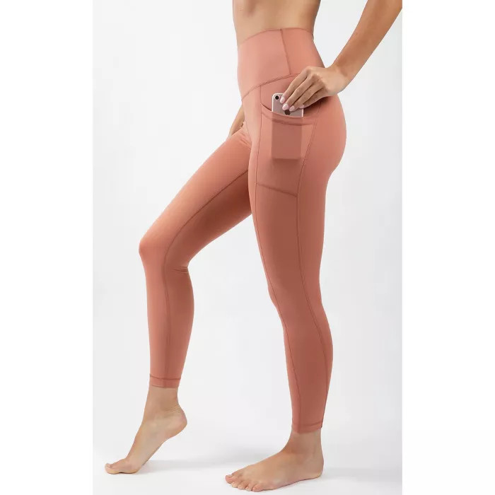 Yogalicious - Women's Carbon Lux High Waist Elastic Free Side Pocket 7/8 Ankle Legging | Target