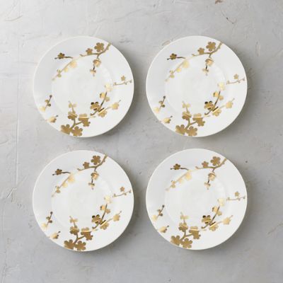 Gilded Blossoms Porcelain Side Plates, Set of Four | Frontgate | Frontgate
