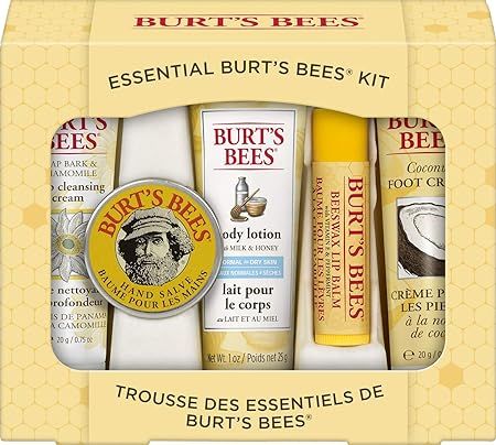 Burt's Bees Essential Gift Set, 5 Travel Size Products - Deep Cleansing Cream, Hand Salve, Body L... | Amazon (US)