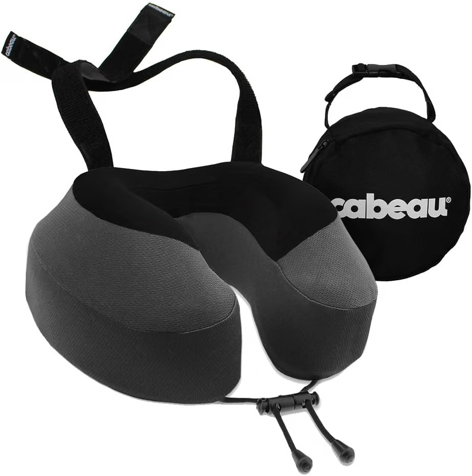 Cabeau Evolution S3 Travel Pillow - Memory Foam Neck Pillow for Airplane and Long Flights with Seat Straps for Head and Neck Support, 360 Degree Support (Steel Grey) | Amazon (US)