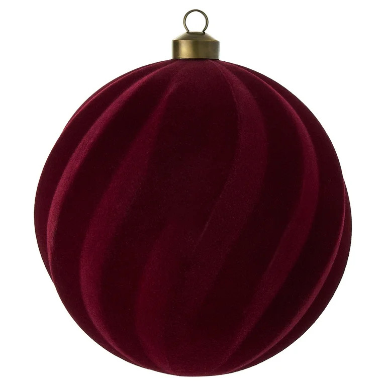 3 Count Red Flocked Christmas Ornaments, by My Texas House | Walmart (US)