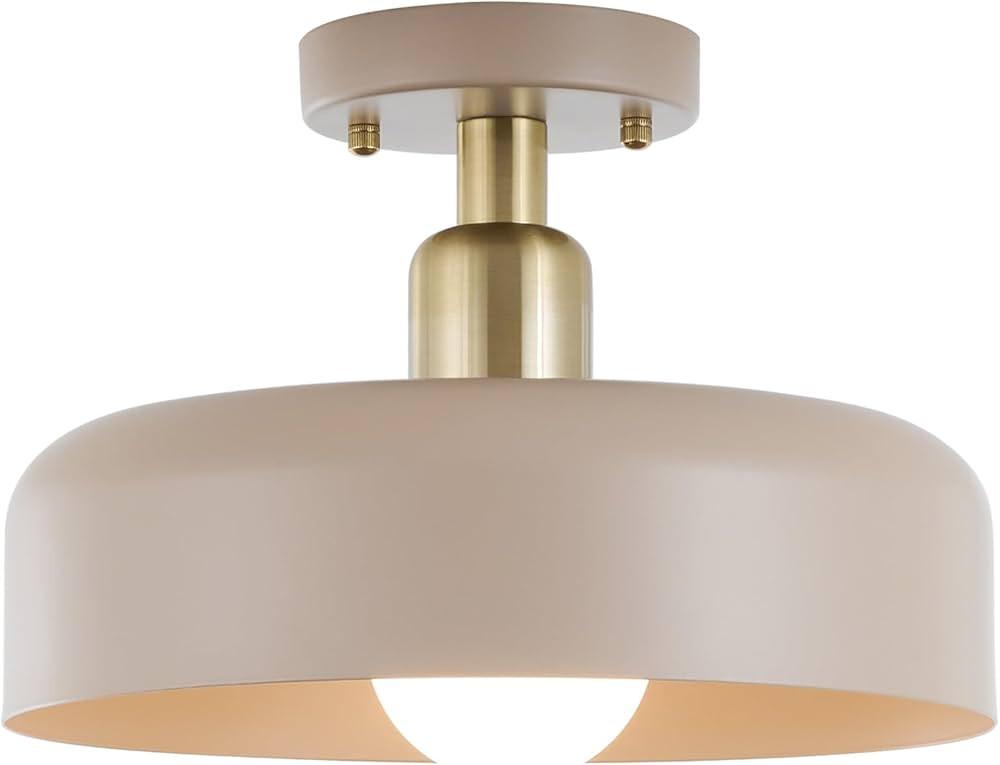 BISAMIYA Contemporary Semi Flush Mount Ceiling Light Fixture, Brass Accent Ceiling Light with 12.... | Amazon (US)