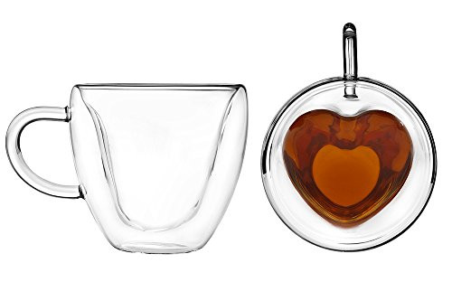 Godinger Espresso Cups, Coffee Mug Set, Heart Mugs, Glass Coffee Mugs, Double Wall Insulated Glas... | Amazon (US)