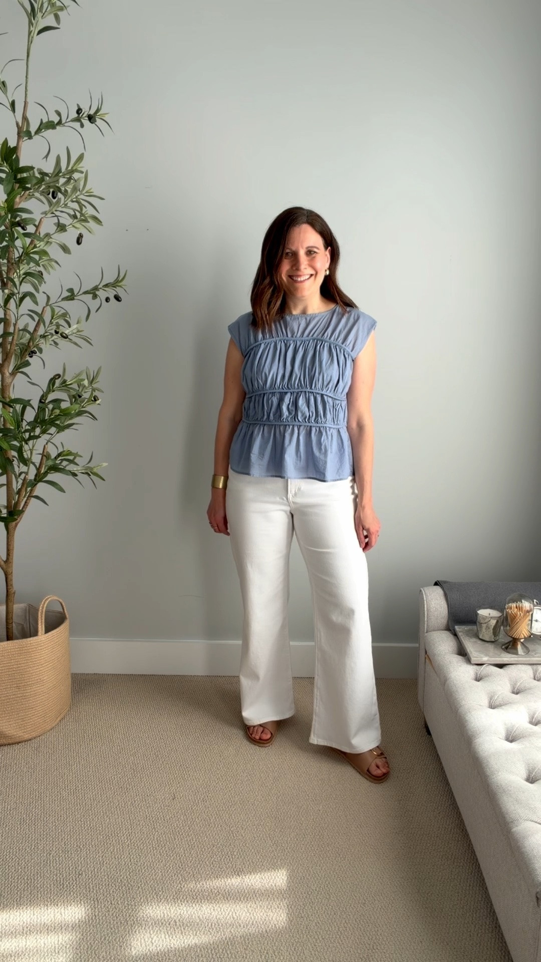 This tummy-covering top is so chic for date night. I’m wearing a small in it and my true size in these jeans.

#LTKOver40 #LTKMidsize #LTKSaleAlert