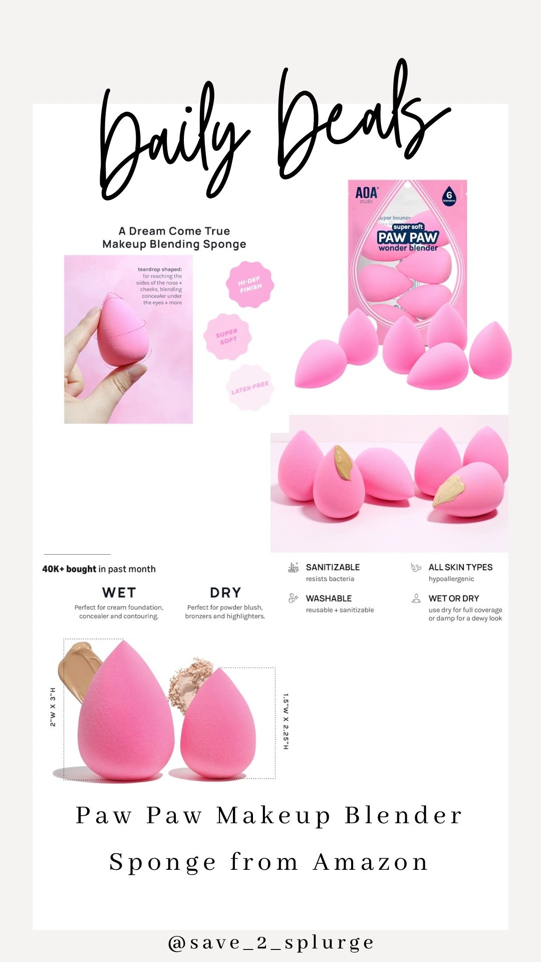  favorite makeup blender sponge from Amazon is currently 39% off.  
was: $12.99
now: $7.95
*for a package of 6

#LTKSeasonal #LTKselfcare #LTKCyberWeek