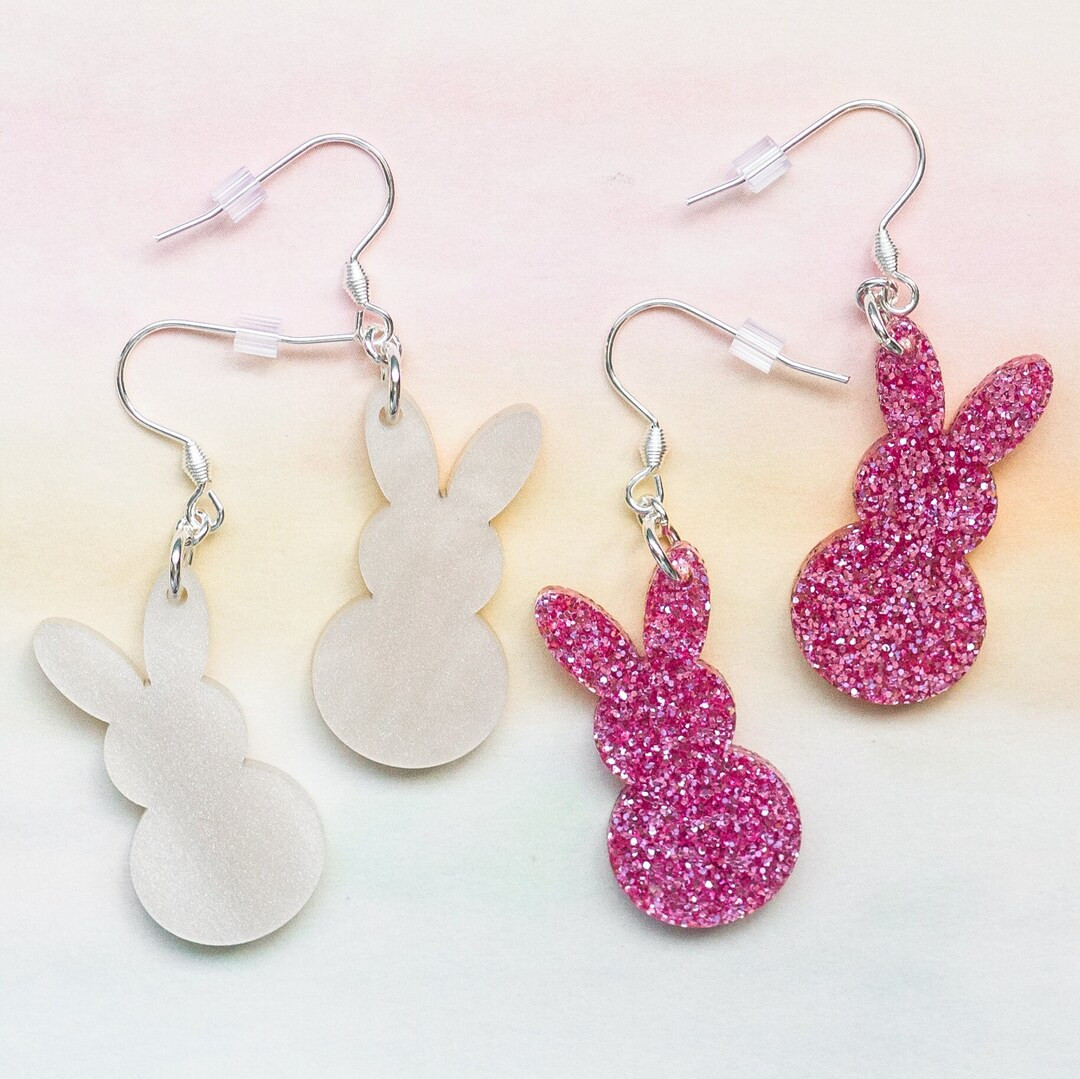 Small Easter Earrings Pink Bunny Earrings for Easter Sparkly Rabbit Earrings Pearl Shimmer Earrin... | Etsy (US)