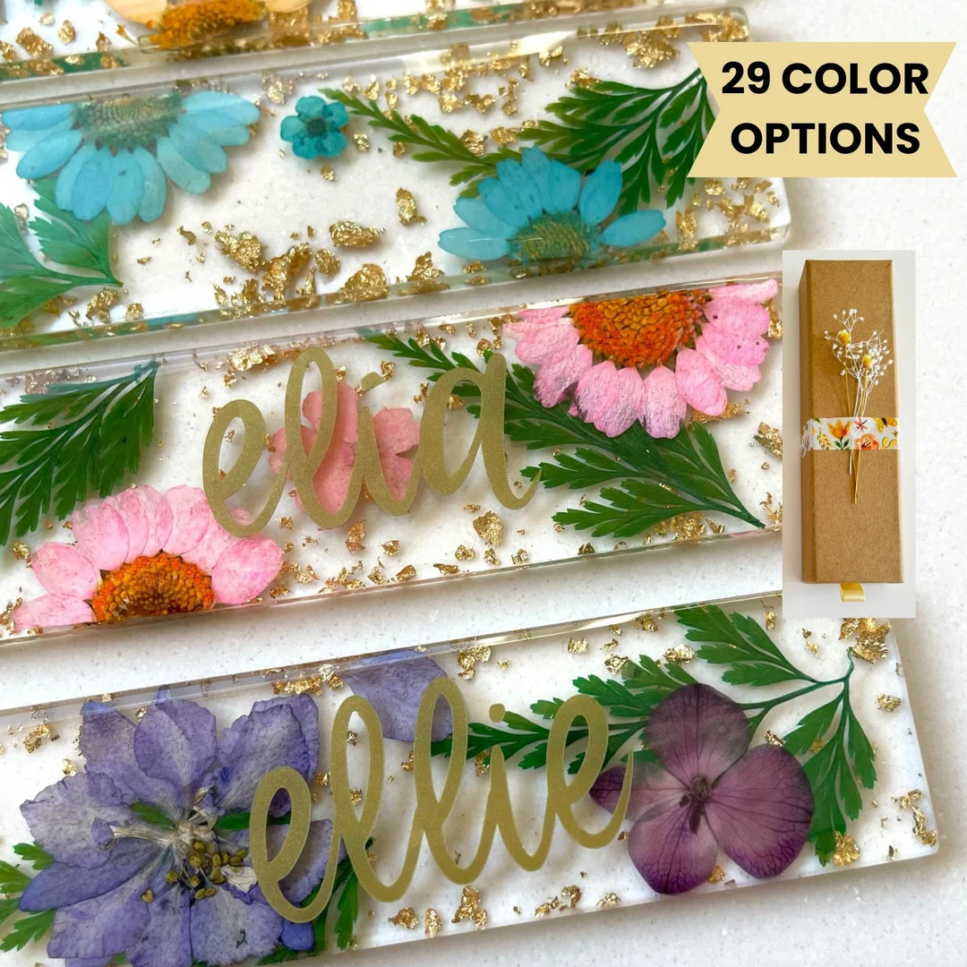 Personalized Name Bookmark Custom Name Bookmark Flower Name Bookmark Mother's Day Gift Resin Flow... | Etsy (US)