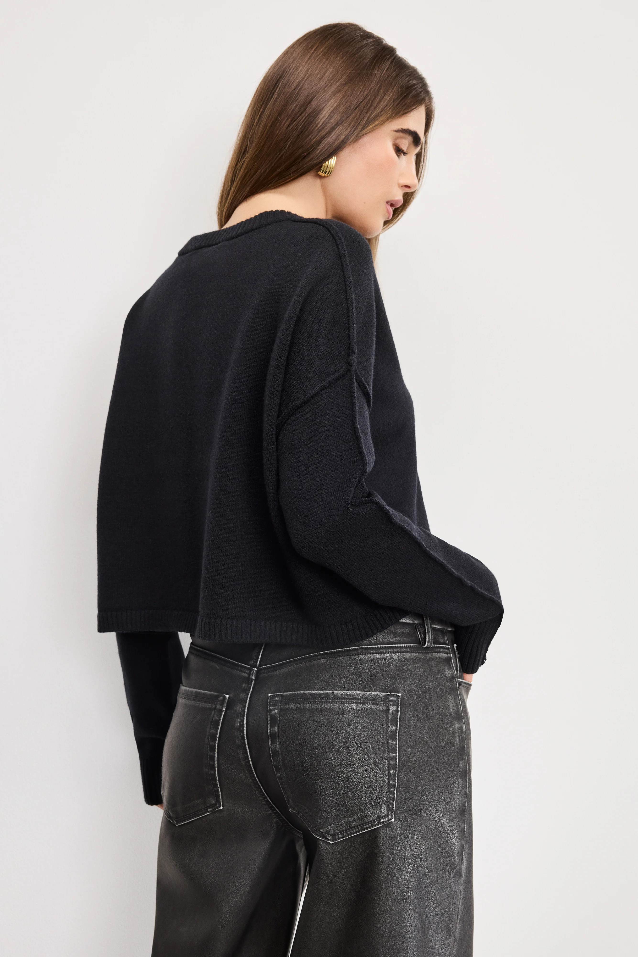 COZY KNIT CREW NECK | BLACK001 - GOOD AMERICAN | Good American