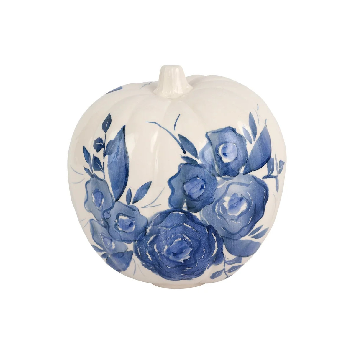 Blue Camellia Tall Figural Pumpkin | VIETRI