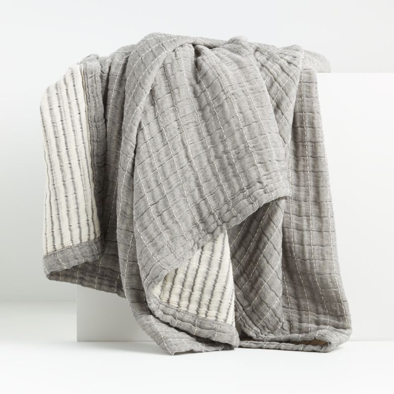 Ardine Grey Bed Throw + Reviews | Crate and Barrel | Crate & Barrel