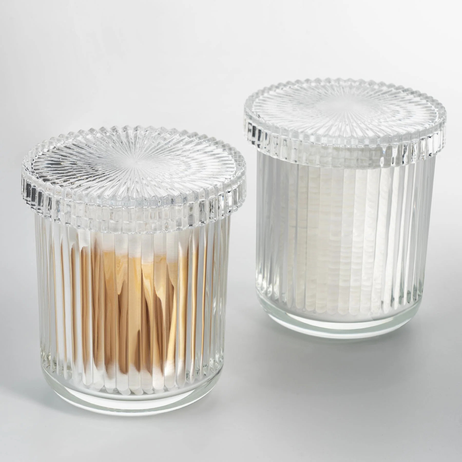 2 Pack Cotton Swab Holder, Apothecary Jars With Lids, Bathroom Organizers And Storage Canister, G... | Wayfair North America