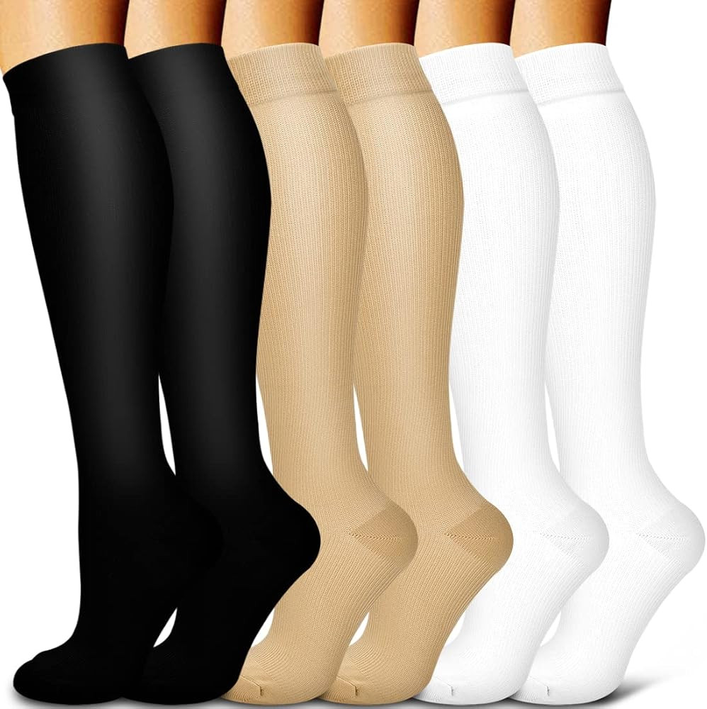BLUEENJOY Copper Compression Socks for Women & Men (6 pairs) - Best Support for Nurses, Running, Hik | Amazon (US)